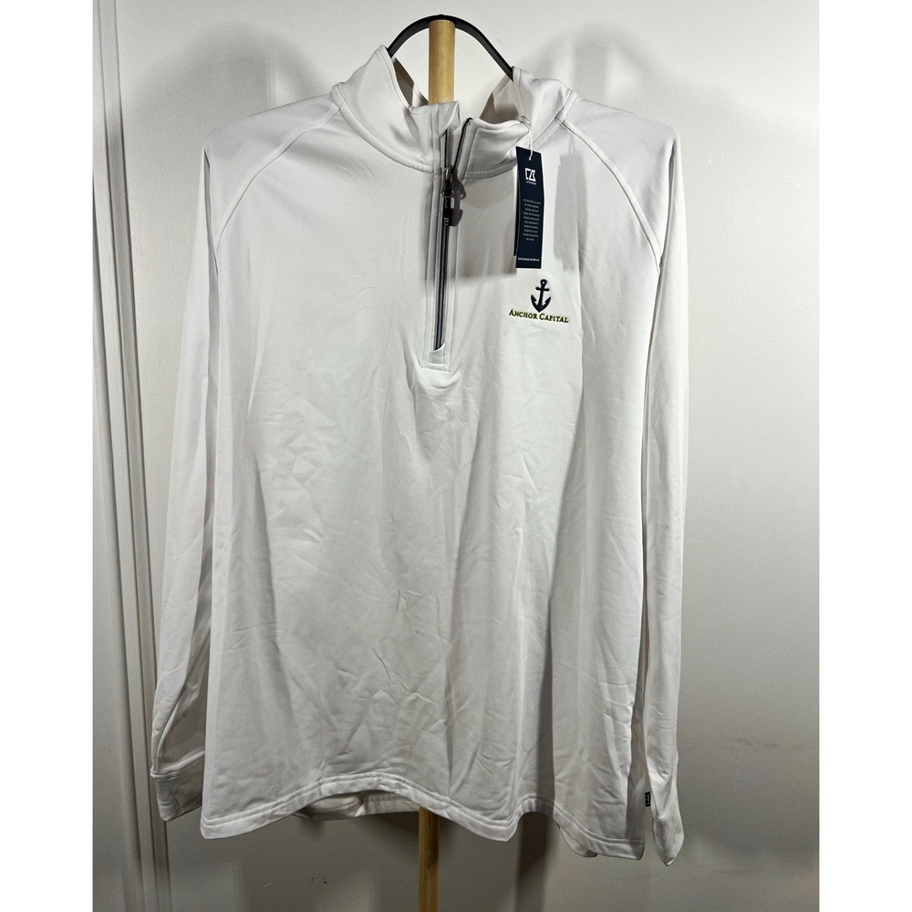 Cutter & Buck Adapt Eco Knit Quarter Zip Mens XL White Anchor Capital NWT